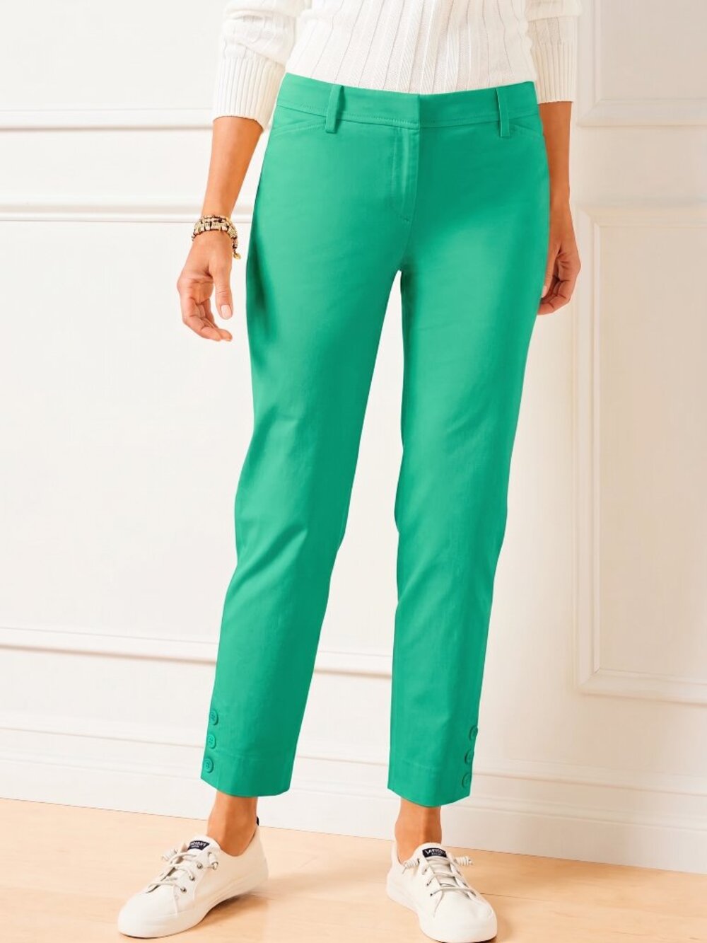 Talbots Perfect Chino Crops Curvy Fit Spring Green 14 NWOT